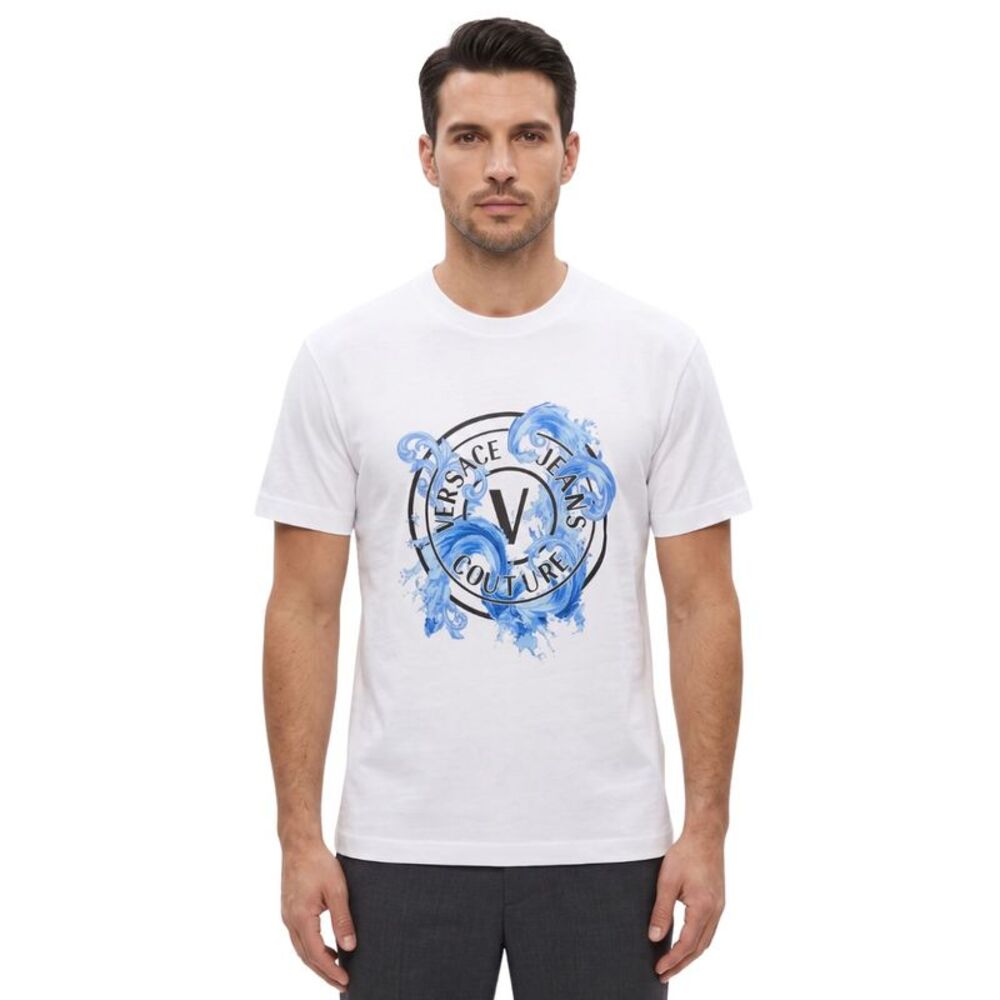 Versace Jeans Couture White T-Shirt – Baroque  Medallion  Logo